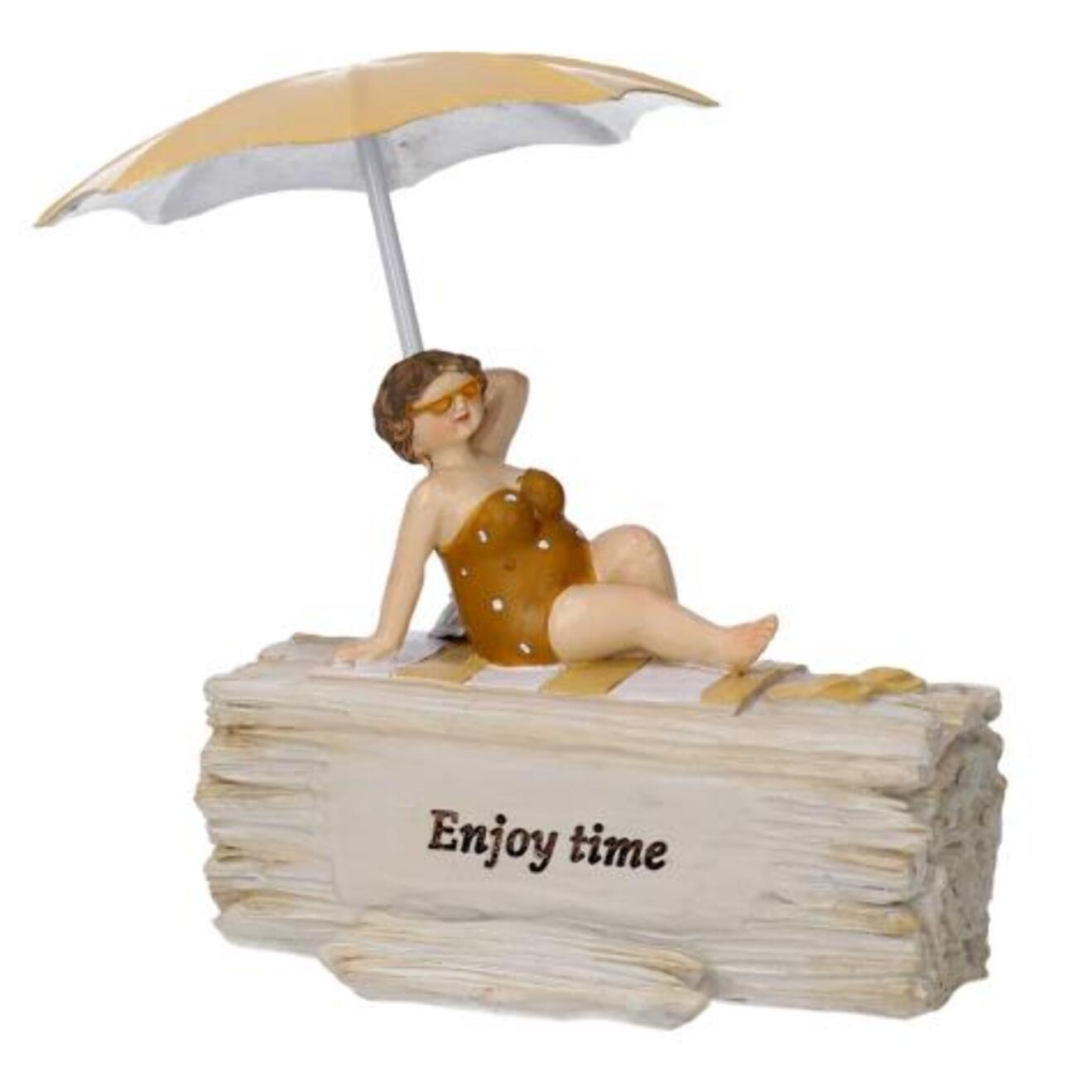 Statua in resina donna sdraiata giallo con scritta cm10x5,5h8