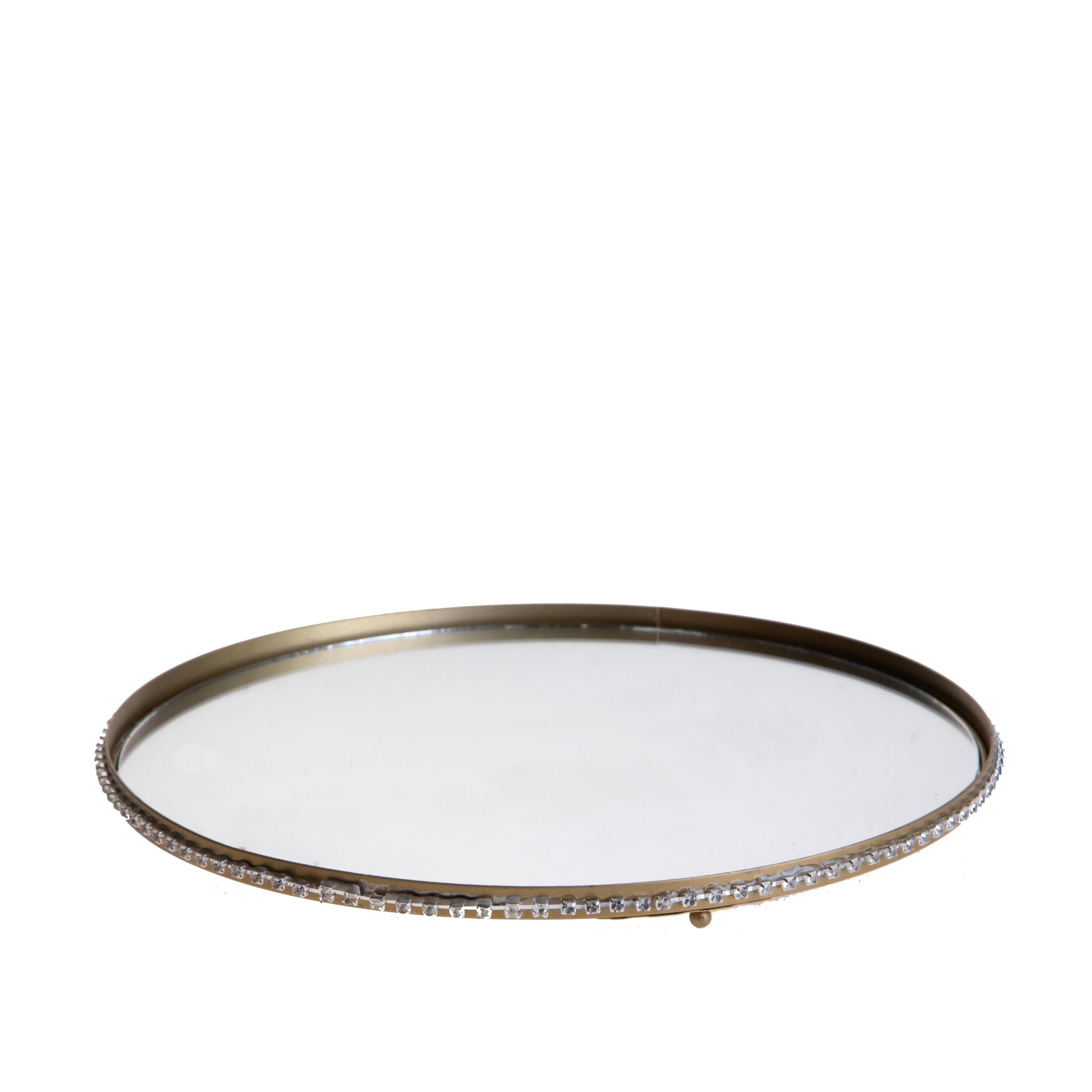 Vassoio con specchio e strass - Pezzi 3 - ORO - Bianchi Dino SpA