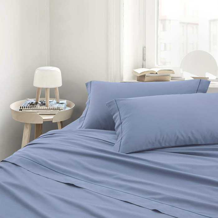 Completo letto in raso tinta unita niagara 100% cotone