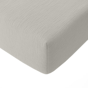 Drap housse bonnet:30cm 100% gaze de coton lavé gris glacier