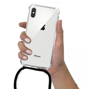 Coque iPhone XS Max anti-choc silicone avec cordon noir