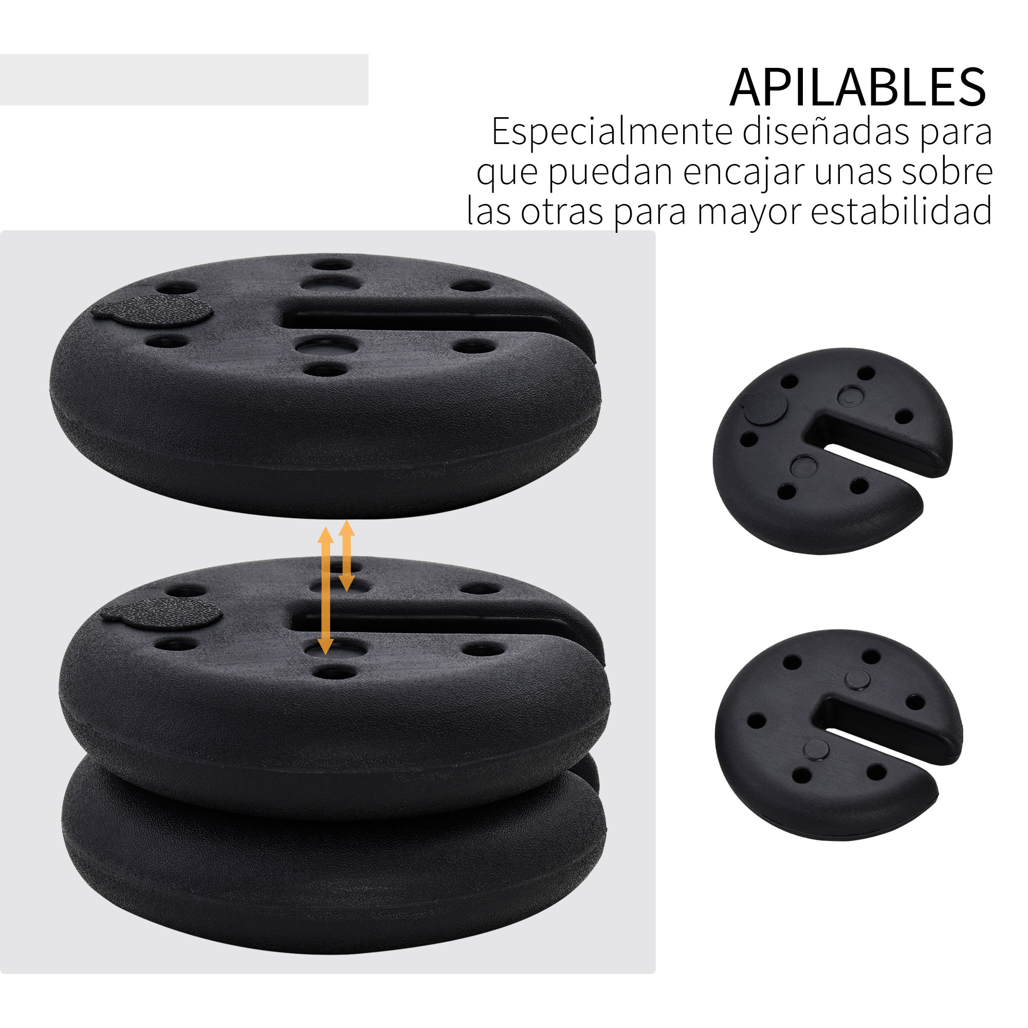 Conjunto 4 Pesos Para Gazebo Rellena Agua Φ20x4.5cm Negro