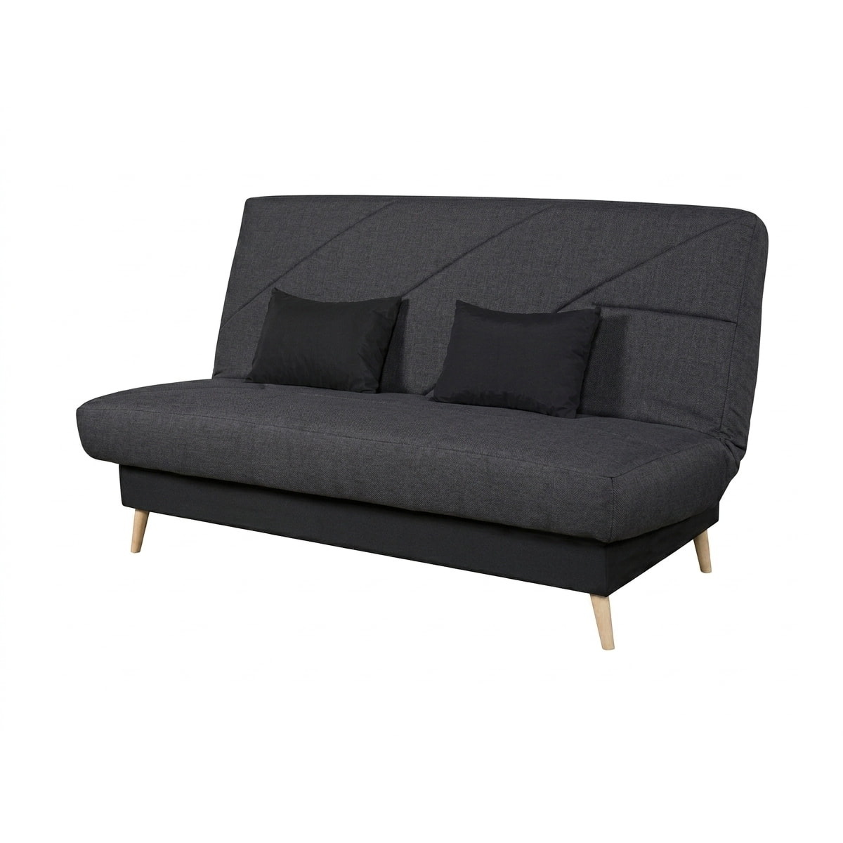 Canapé convertible Zephir, matelas Simmons, 130 x 190 cm, 2 coussins offerts, Aba anthracite