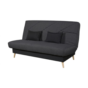 Canapé convertible Zephir, matelas Simmons, 130 x 190 cm, 2 coussins offerts, Aba anthracite