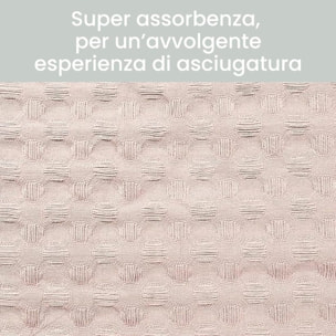 INTRECCI Telo Doccia Maxi, Asciugamano da Doccia, Telo Bagno 150 x 100 cm, in Spugna di Puro Cotone 300 gr/mq, Tinta Unita Rosa. Modello: Napone