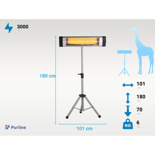 Calefactor halógeno 3000W para uso interior o exterior HEATY EXC 30 PURLINE