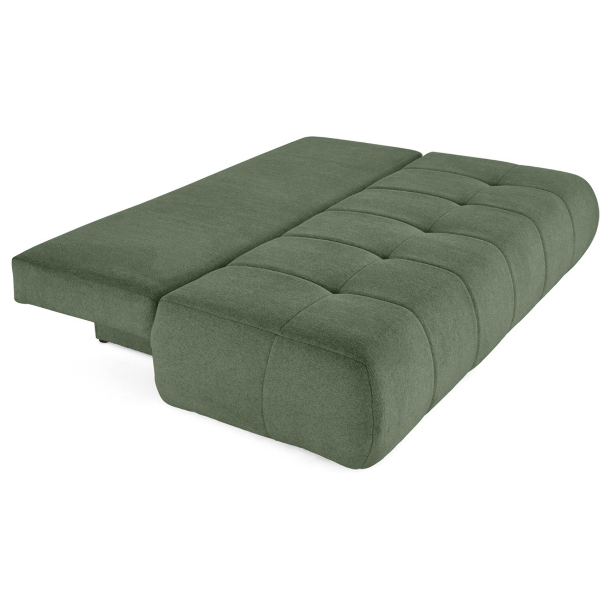 Bowie - canapé 3 places convertible coffre + coussin rond inclus en tissu texturé - Vert
