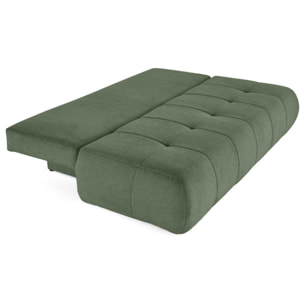 Bowie - canapé 3 places convertible coffre + coussin rond inclus en tissu texturé - Vert