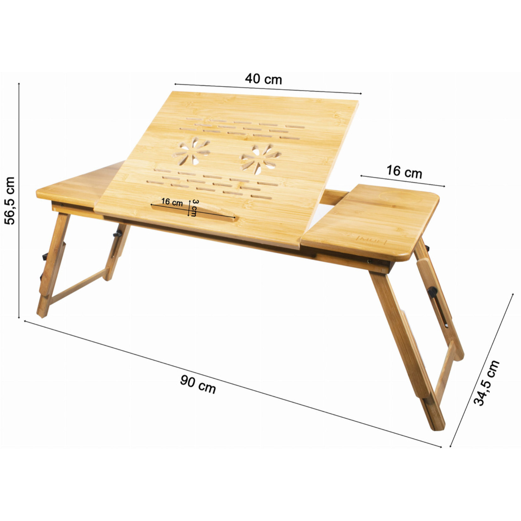 Tavolino da letto XL in bambù per laptop e colazione