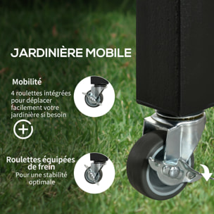 Jardinière sur pieds - potager sur roulettes - inserts d'irrigation, feutre de drainage inclus - bois sapin autoclave