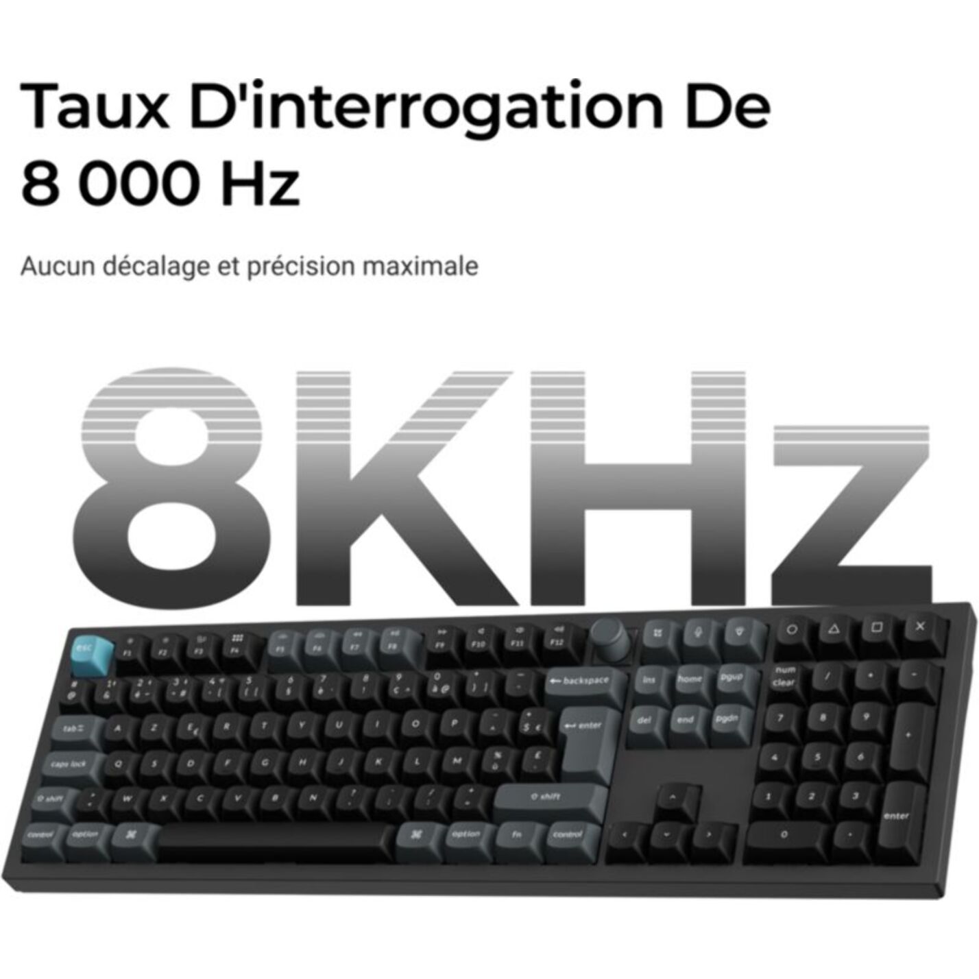 Clavier gamer sans fil KEYCHRON Q6 Ultra 8K Swappable RGB Backlight