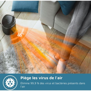 Chauffage soufflant PHILIPS CX3120/01, Chauffage connecté Série 3000 Noir, 1500W