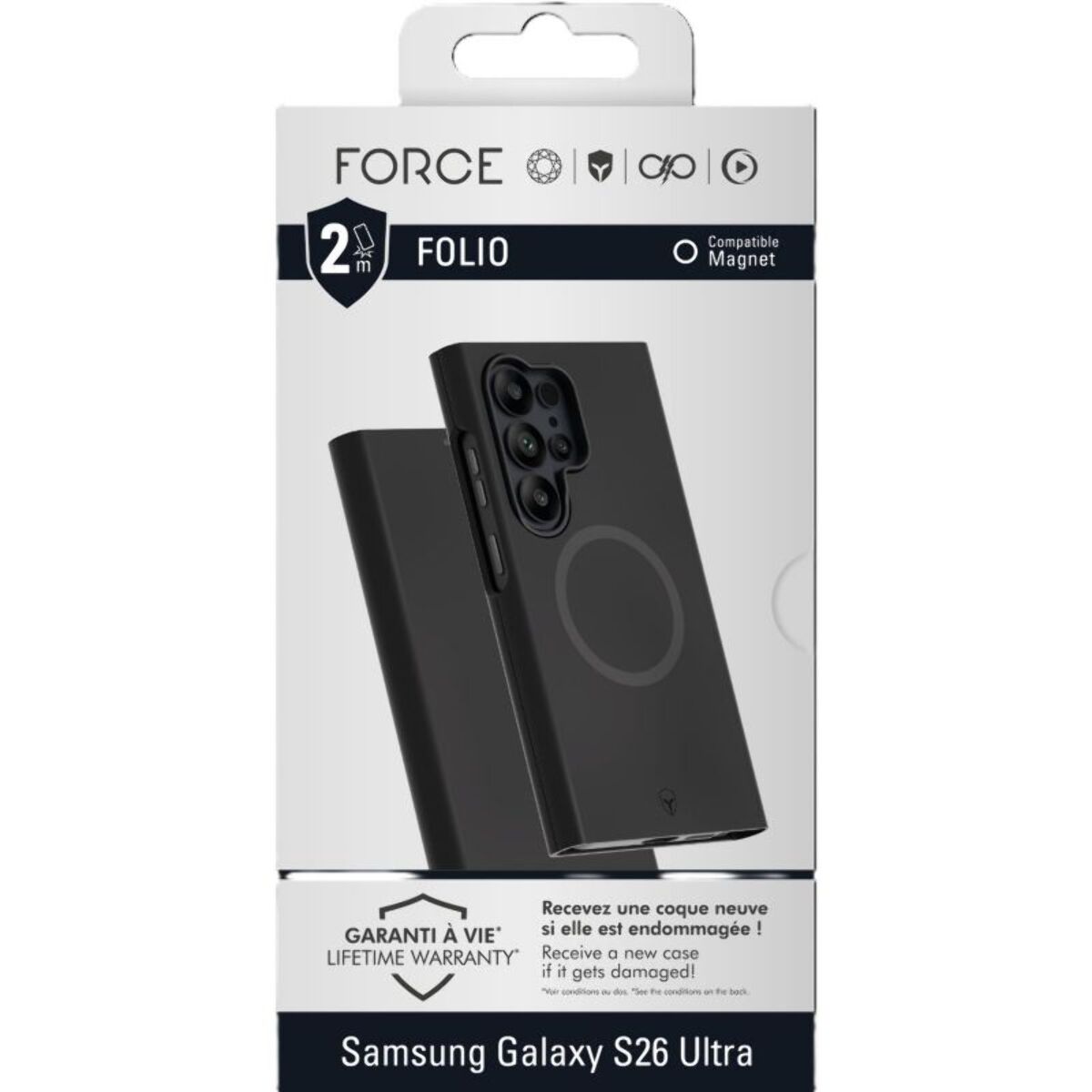 Coque FORCE CASE étui Magnet s26 ultra noir