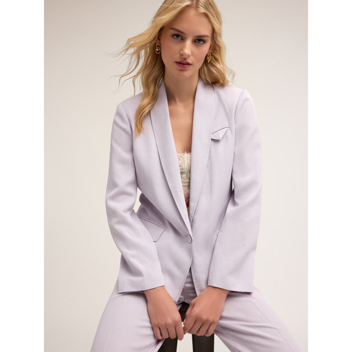 Motivi - Giacca monopetto in lino misto lyocell - Viola