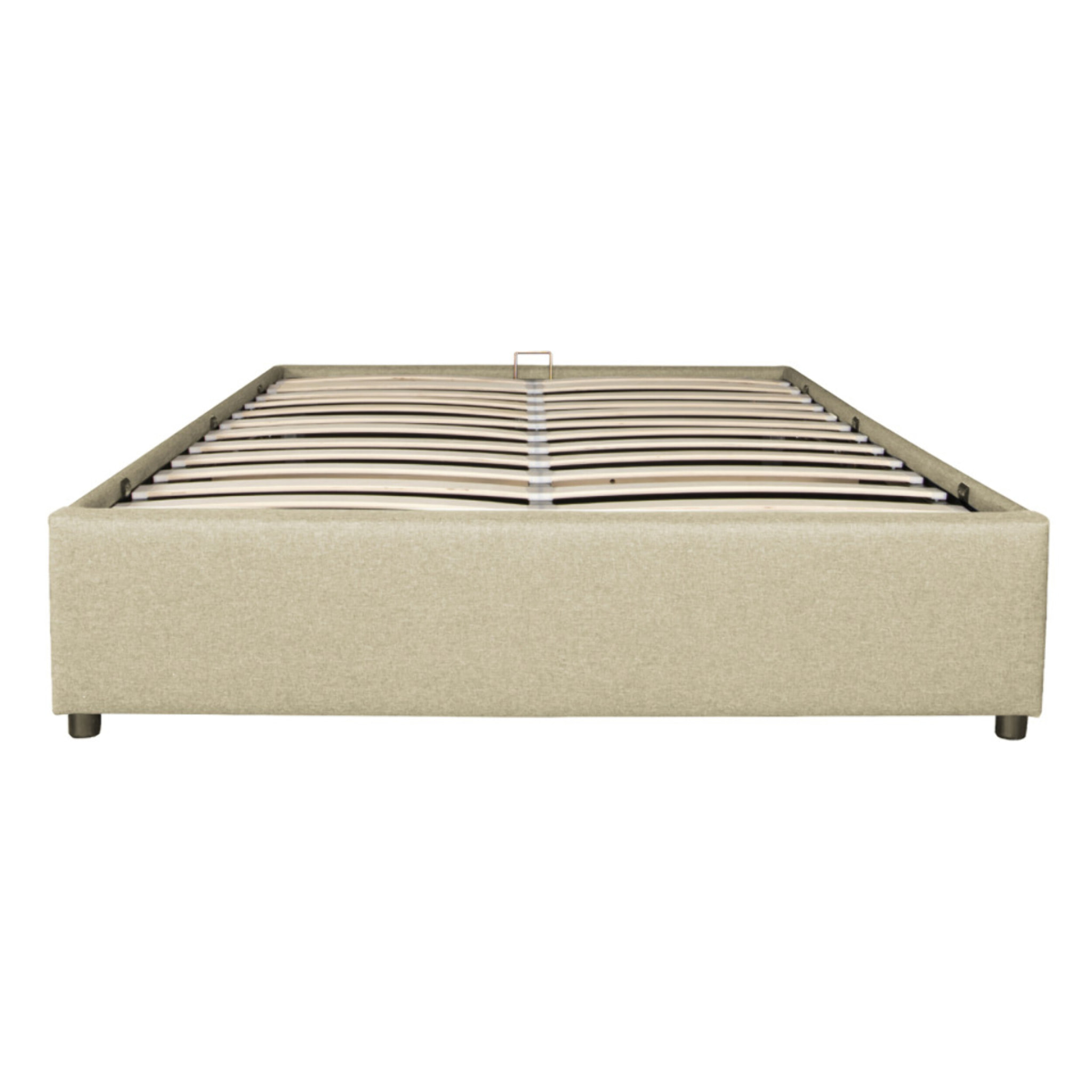 Lit coffre avec sommier Otto - Beige - Tissu