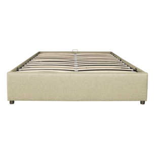 Lit coffre avec sommier Otto - Beige - Tissu