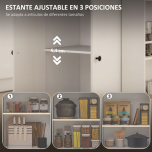 Isla de Cocina con Ruedas Carrito de Cocina Mueble Auxiliar de Cocina con 2 Puertas Cajón Especiero de 3 Niveles Toallero y Estante Ajustable 82x38x86,5 cm Blanco