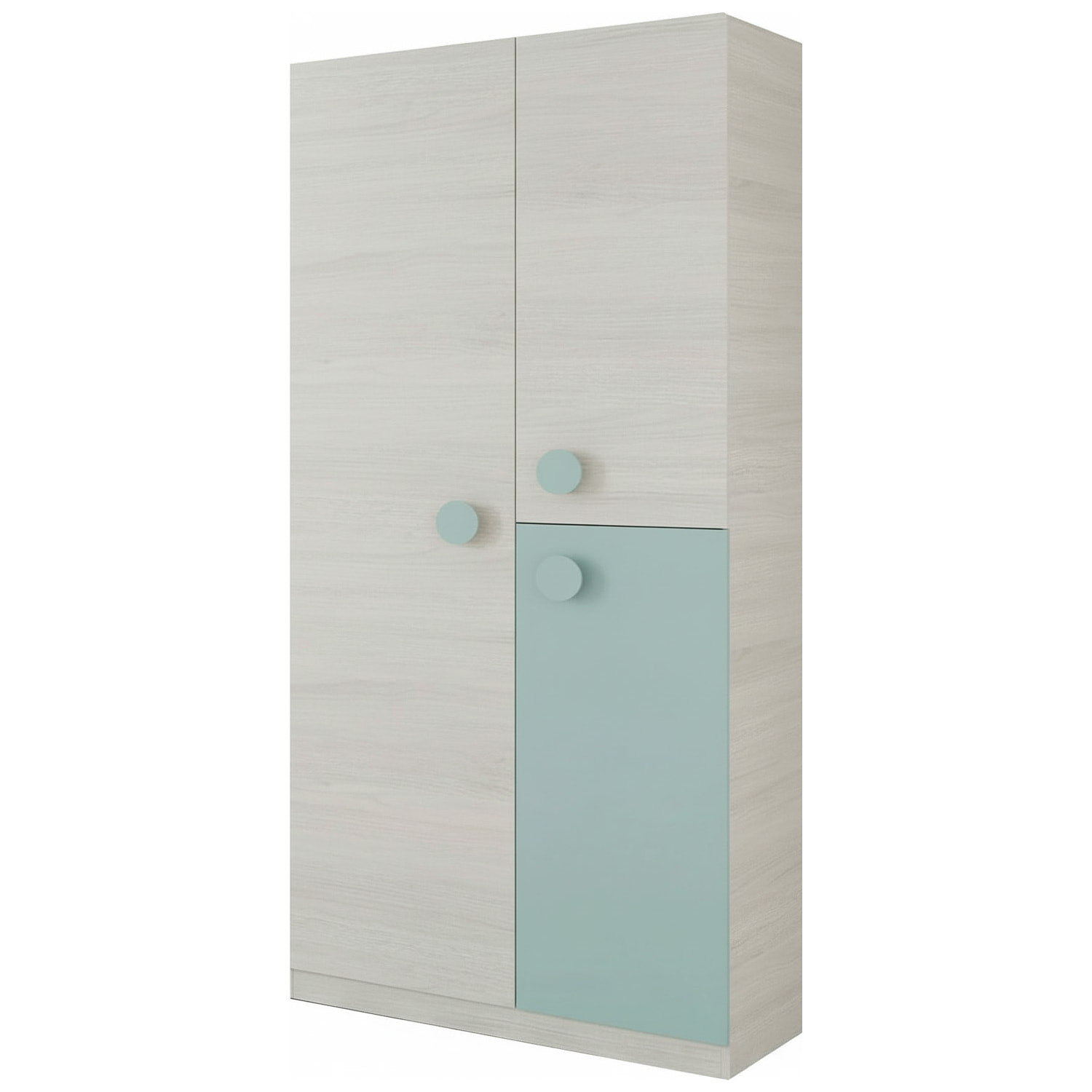 Armadio Armadietto Per Cameretta E Camera Da Letto Mobile Mobiletto Guardaroba Compatto Barra Appendiabiti 200 x 90 x 52 Cm Bianco Alpi e Verde Acqua