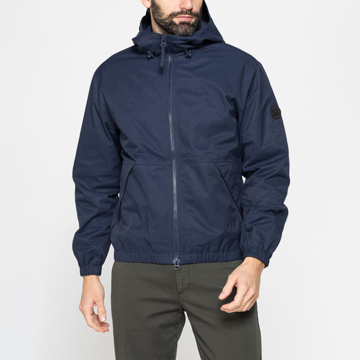 GIACCA CON ZIP E CAPUCCIO IN TESSUTO MANO COTONE