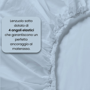 COMPLETO LETTO MAX COLOR, 100% Cotone, Made in Italy - AZZURRO