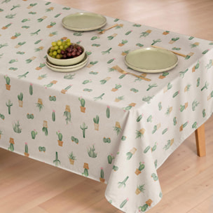 Mantel antimanchas CACTUS VERDE - 100% algodón