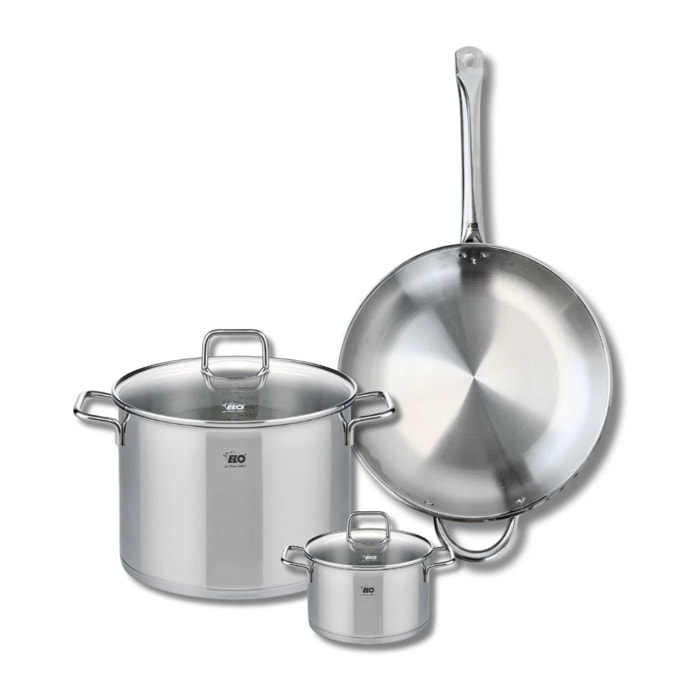Ensemble de 1 Poêle de cuisson 32 cm et 2 faitouts 14 et 26 cm Elo Profi Citrin