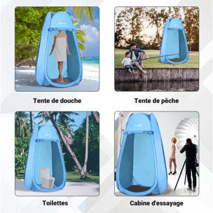 Tente de douche pliable pop-up automatique instantanée cabinet de changement camping polyester bleu
