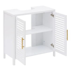 Meuble sous-lavabo Orea carré 35x70cm 2 portes blanc