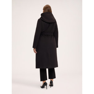 Fiorella Rubino - Cappotto lungo con cappuccio - Nero