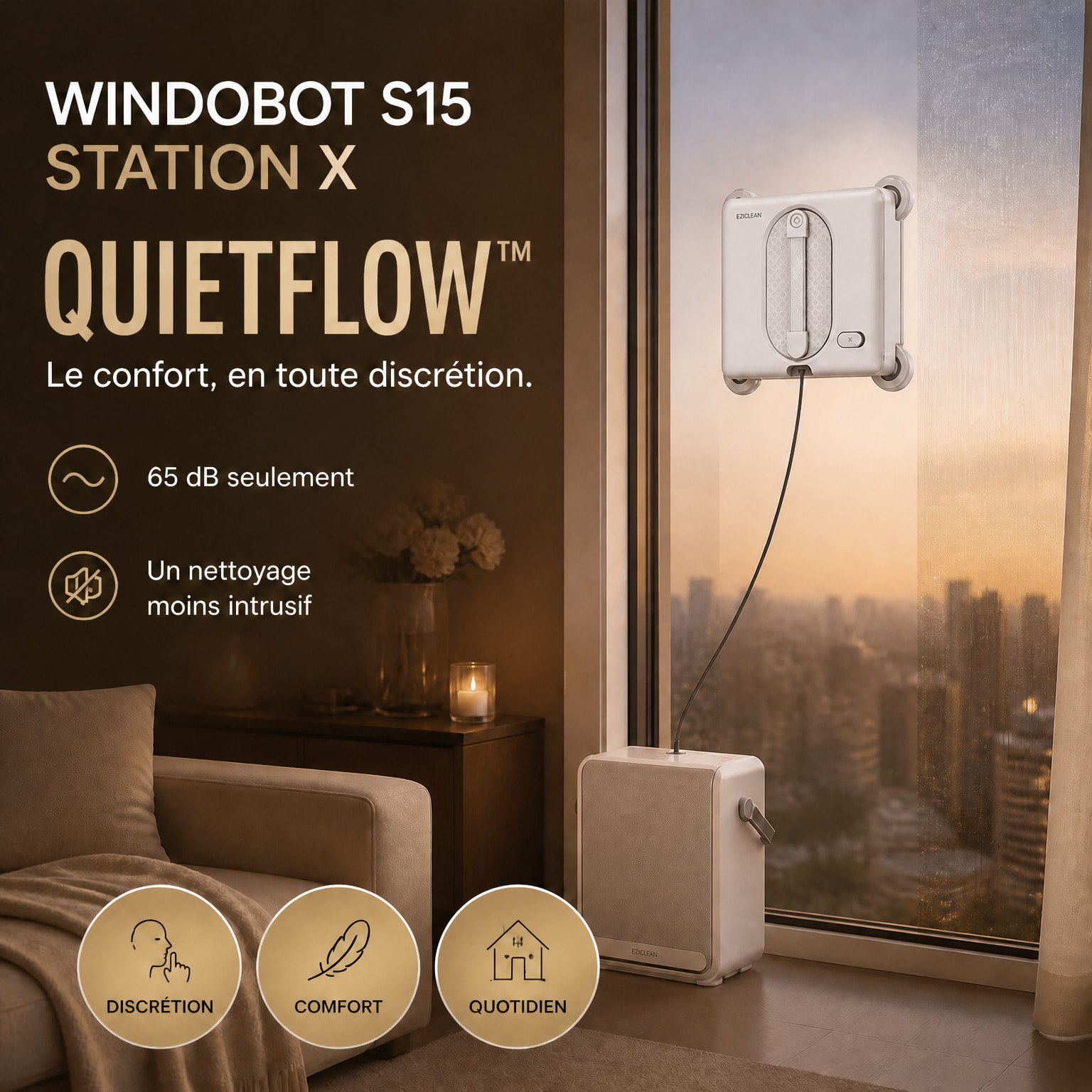 Robot Lave-vitres avec Station eziclean®Windobot S15 Station X