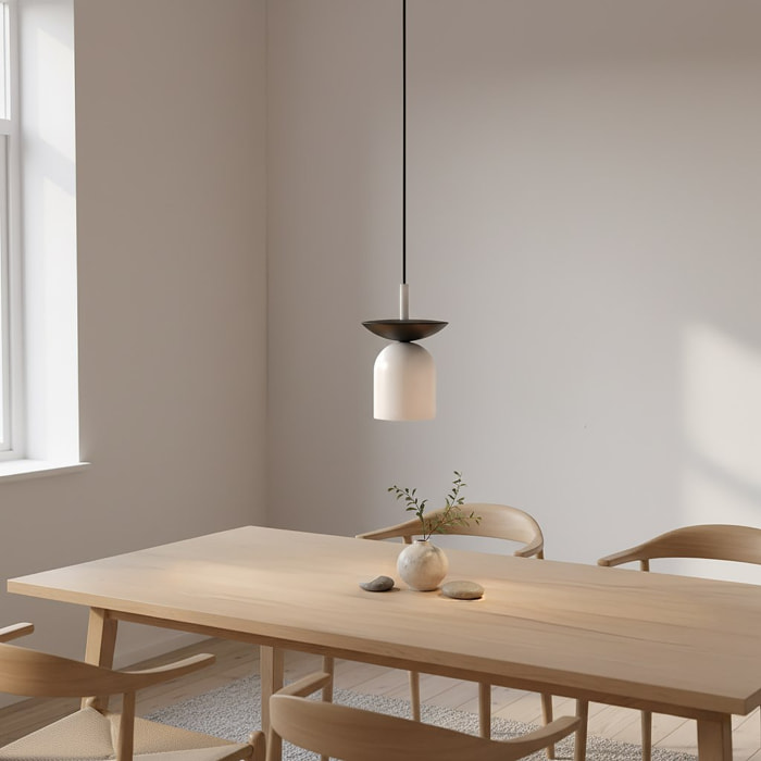 Lampada a sospensione Ego in acciaio bianco opaco