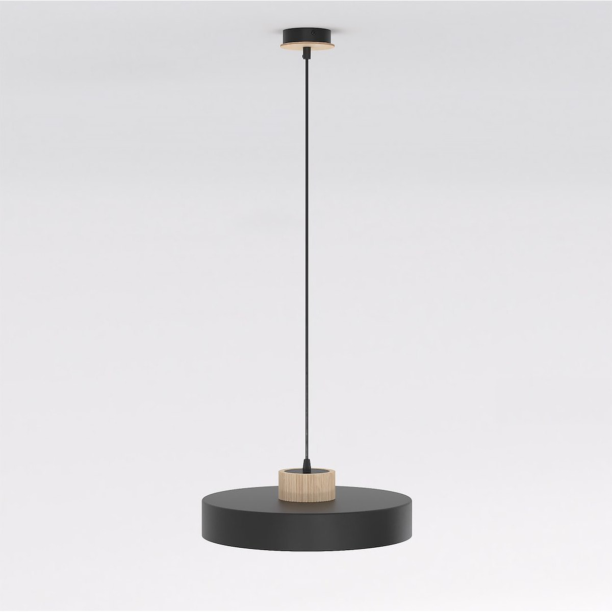 Lampada a sospensione KIVI in acciaio nero e legno