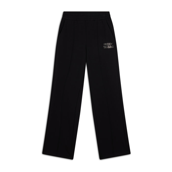 Pantalone donna comfort fit in felpa con impuntura centrale