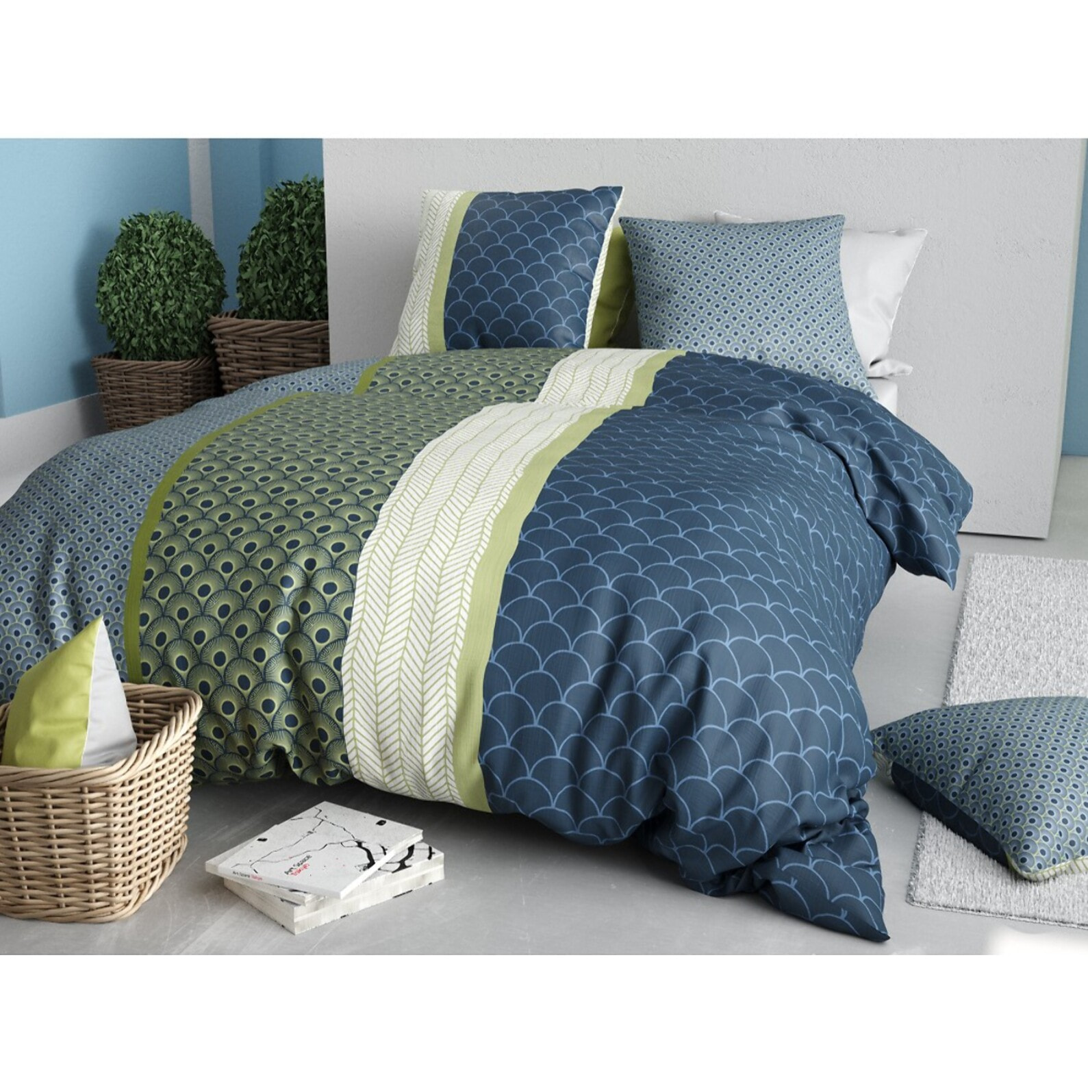 Parure housse de couette imprimée + 2 taies Polo