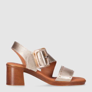 Sandalias de Piel - Platino - Tacón: 5 cm