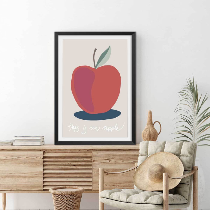 Affiche  apple-pomme Affiche sous cadre noir
