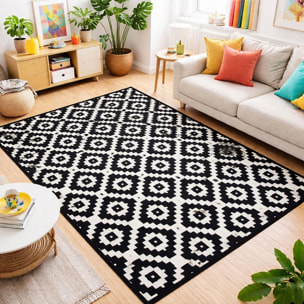 Tapis salon et chambre tissé motif géométrique METI