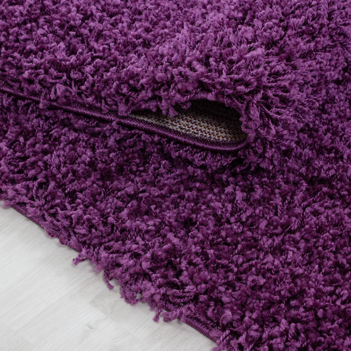 Tapis poils longs shaggy tissé motif uni ROCA