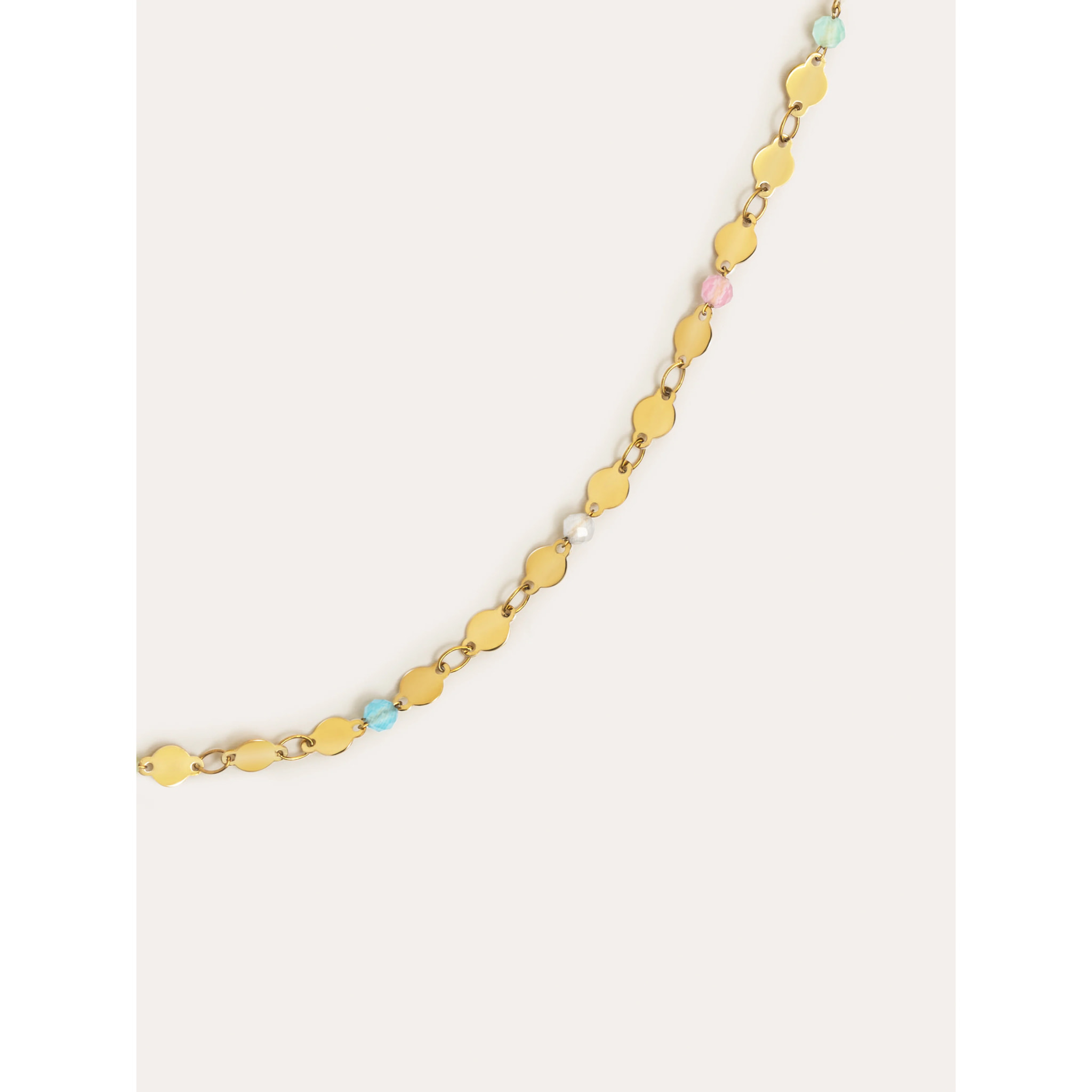 Collar Long Crystals Solar Acero Baño Oro