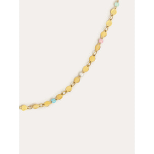 Collar Long Crystals Solar Acero Baño Oro