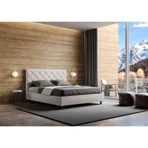 Letto matrimoniale con rete imbottito 160x200 similpelle bianco Priya