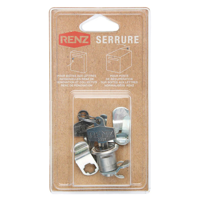 Serrure batteuse courte (coté récupération) et pour boites aux lettres (individuelles ou collectives)- RENZ - 023721