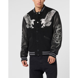 PHILIPP PLEIN Composed Varsity Bomber Tattoo Strass