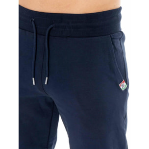 Pantalones básicos de hombre Leone con logo grande en algodón sin cepillar.
