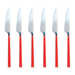 Lot de 6 couteaux rouges en acier inoxydable  COLORAMA