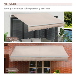 Toldo Manual Retráctil 295x200 cm Toldo para Balcón con Manivela de Metal Impermeable y Anti-UV para Jardín Terraza Beige