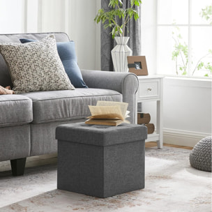 Pouf contenitore pieghevole grigio scuro in simil lino