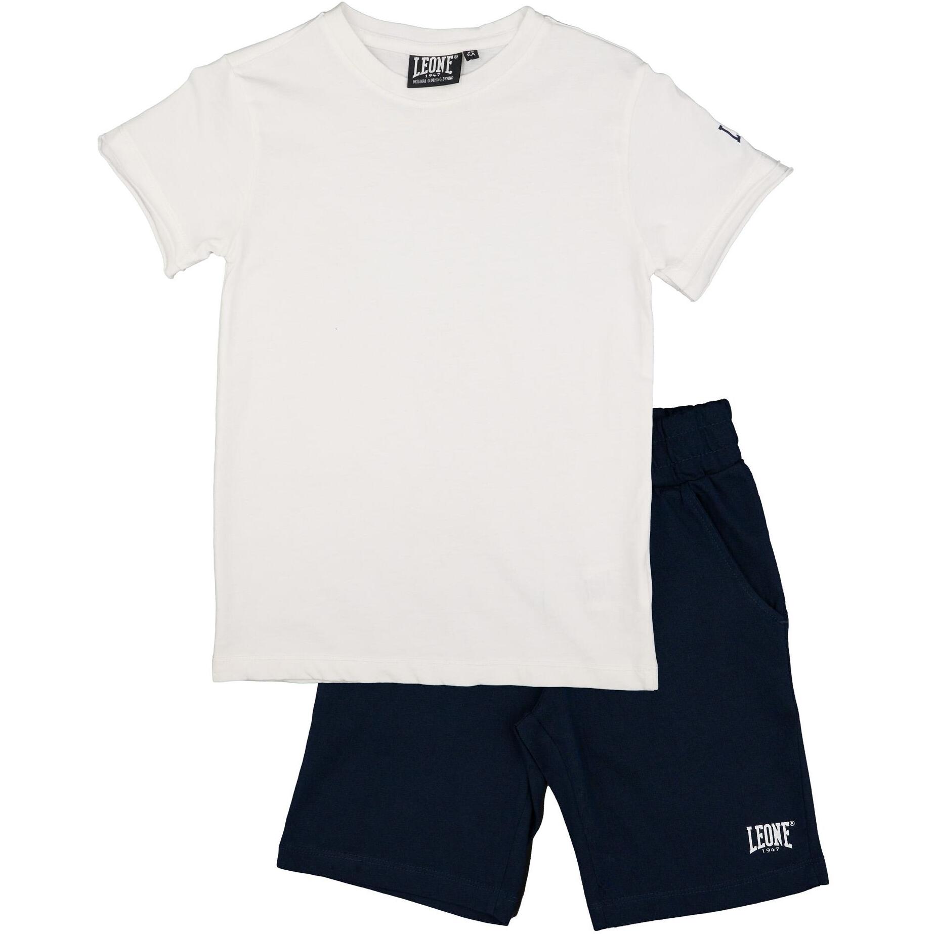 Set completo da bambino in cotone con t-shirt e pantaloncini Leone Timeless