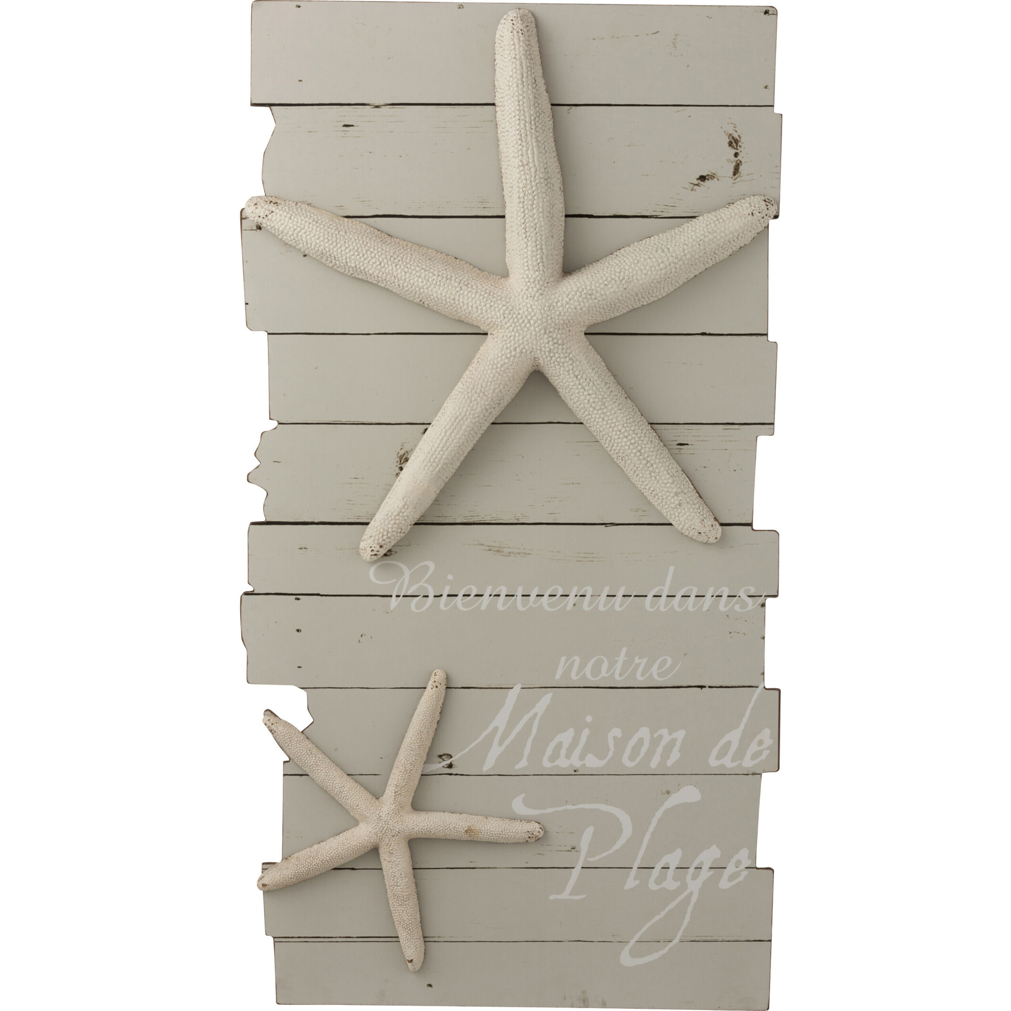 J-Line Cadre Maison De Plage Bois Gris Clair/Blanc Large