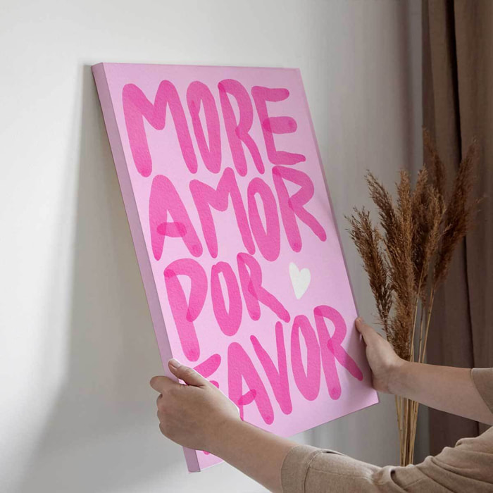 Tableau deco rose More Amor Toile imprimée